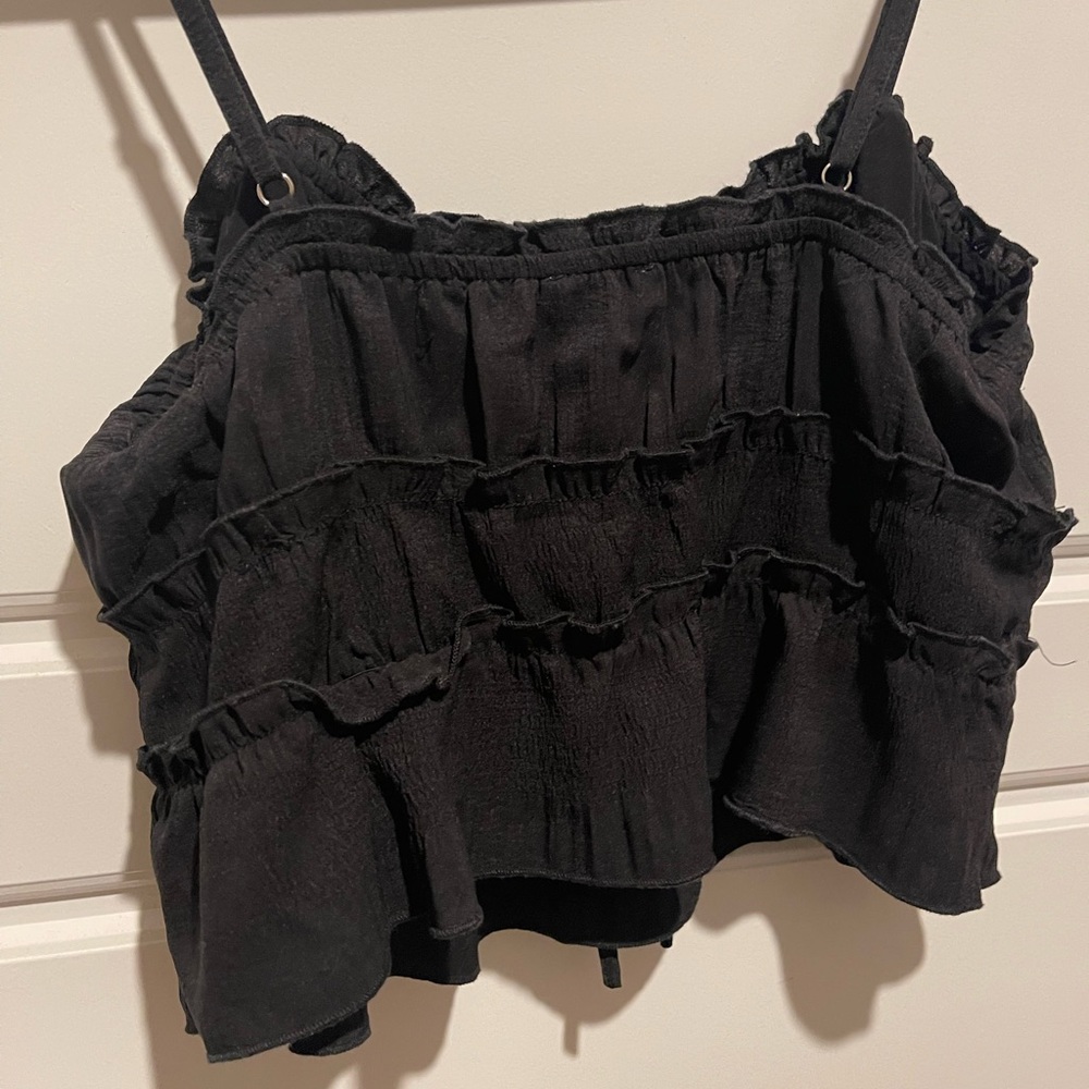 Black Off-Shoulder Ruffle Top - Picture 4 of 4